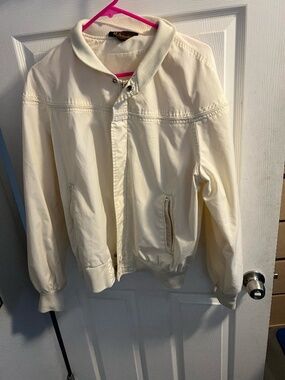 Vintage Islander Ivory Windbreaker Bomber Jacket